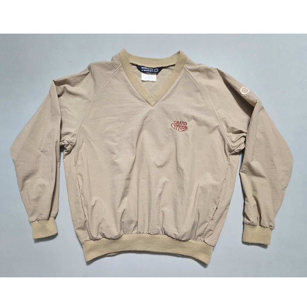 Sunderland of Scotland Golf Windshirt Pullover Mens Med Tan Grand Cypress Nylon